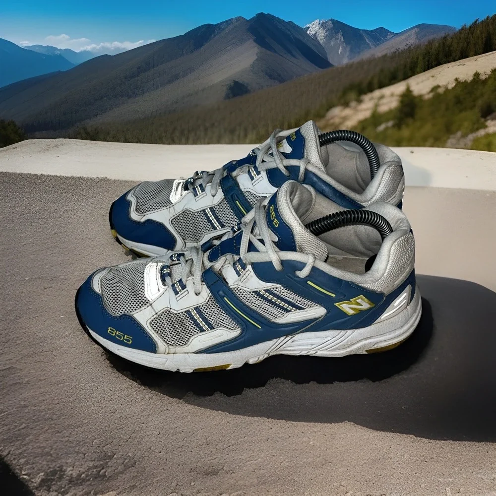 New Balance W855BW Womens Athletic Shoes Size 9.5 White‎ Blue 855 Gym Shoe Cute